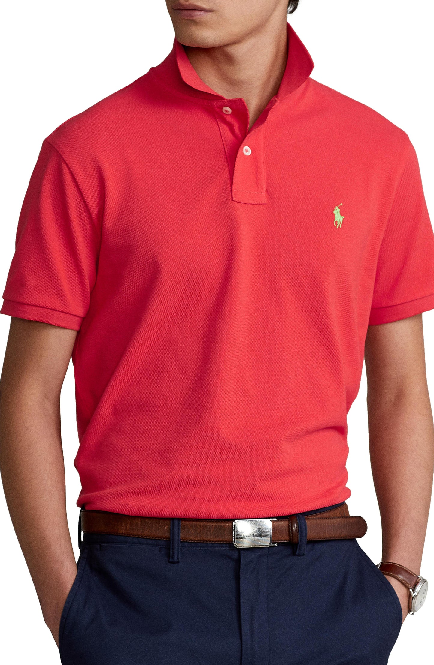 Camisa polo masculina de algodão Polo Ralph Lauren vermelha tamanho XX-G