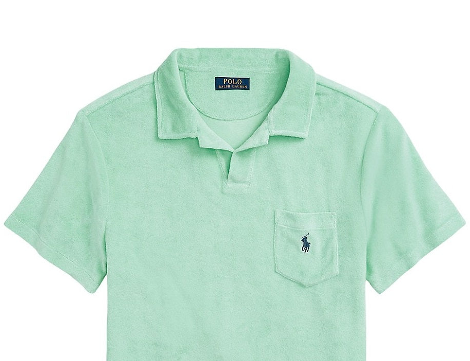 Camisa polo Ralph Lauren masculina personalizada slim fit Terry, verde, tamanho médio