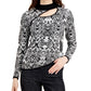 Suéter feminino Fever com recorte jacquard, preto, tamanho extragrande