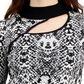 Suéter feminino Fever com recorte jacquard, preto, tamanho extragrande