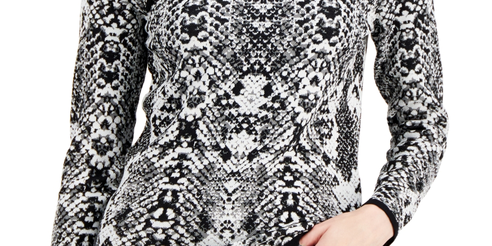 Suéter feminino Fever com recorte jacquard, preto, tamanho extragrande