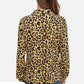 Camisa de um fio com frente franzida e estampa animal