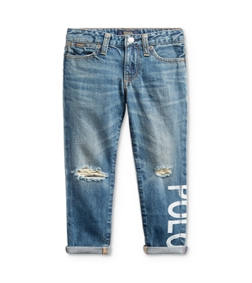 Calça jeans Ralph Lauren Polo Astor Slim Boyfriend para meninas, azul, tamanho 6X