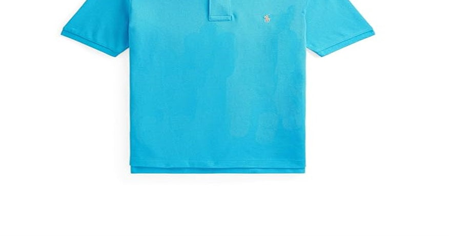 Camisa polo infantil Ralph Lauren de algodão em malha, azul, tamanho pequeno