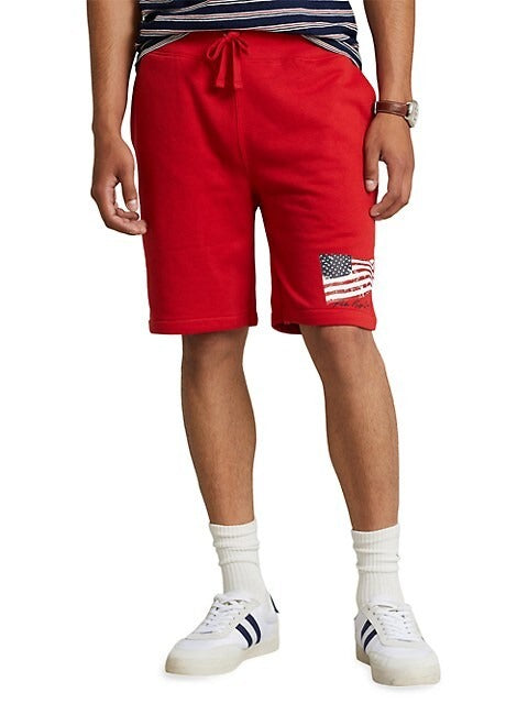 Shorts esportivos masculinos Polo Ralph Lauren Magic Fleece vermelho tamanho grande