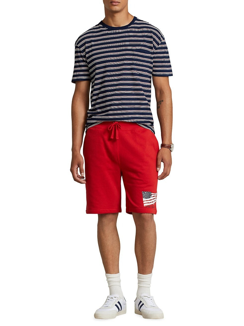 Shorts esportivos masculinos Polo Ralph Lauren Magic Fleece vermelho tamanho grande
