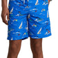Calção de banho masculino Polo Ralph Lauren com estampa de poliéster reciclado, azul, tamanho médio