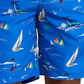 Calção de banho masculino Polo Ralph Lauren com estampa de poliéster reciclado, azul, tamanho XX-G