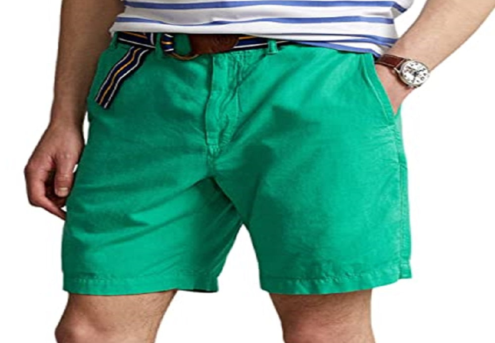 Shorts Polo Ralph Lauren Masculino de Algodão e Linho Verde Tamanho 38