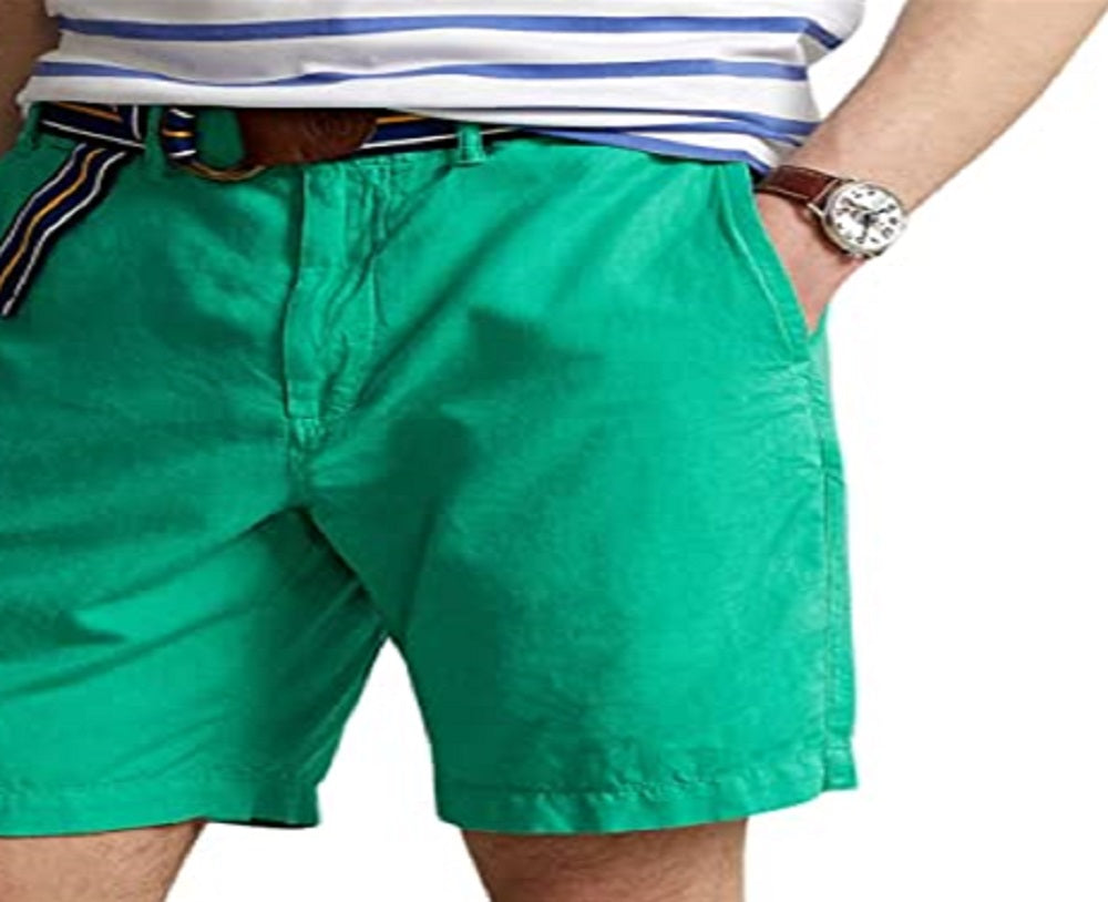 Shorts Polo Ralph Lauren Masculino de Algodão e Linho Verde Tamanho 38