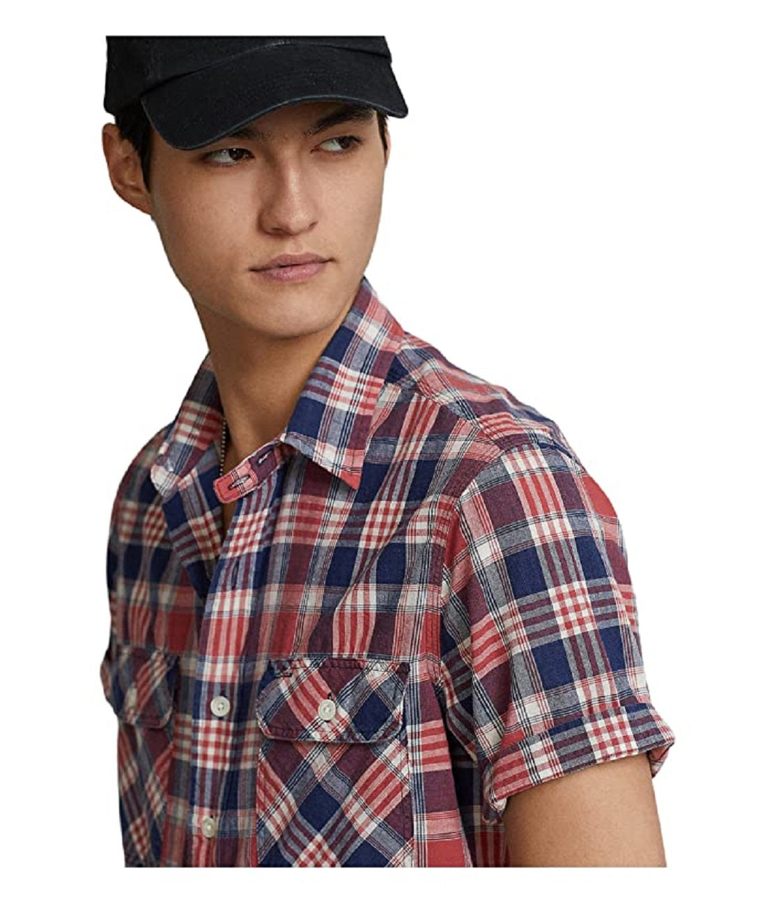 Camisa de trabalho masculina Polo Ralph Lauren Classic Fit Indigo Madras, tamanhos variados, XX-G