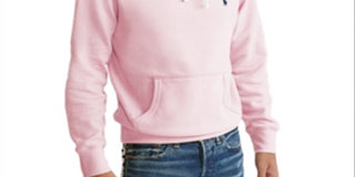 Ralph Lauren Moletom com capuz masculino de lã e manga comprida rosa tamanho grande