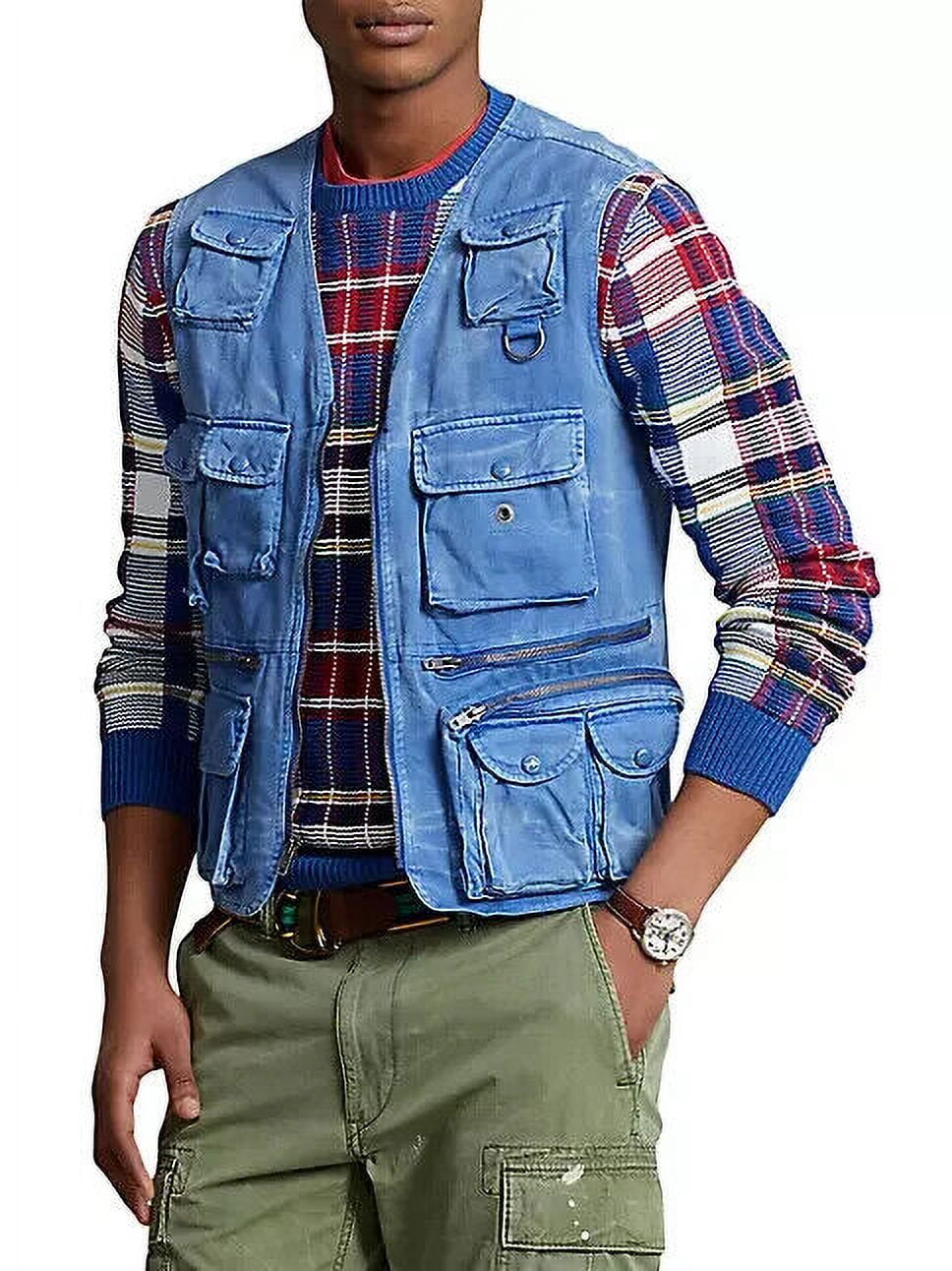 Colete utilitário chino masculino Ralph Lauren azul tamanho grande