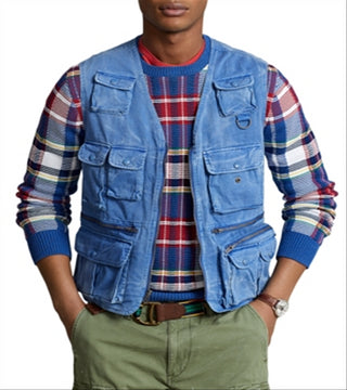 Colete utilitário chino masculino Ralph Lauren azul tamanho grande