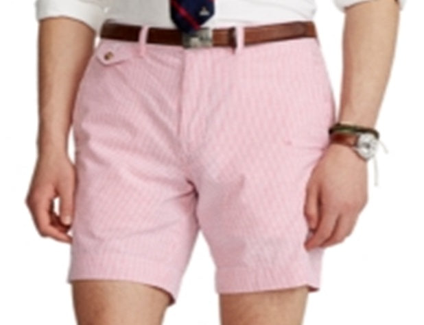Shorts Ralph Lauren Masculino Seersucker Classic-Fit 9" Rosa Tamanho 30