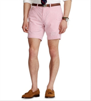 Shorts Ralph Lauren Masculino Seersucker Classic-Fit 9" Rosa Tamanho 30