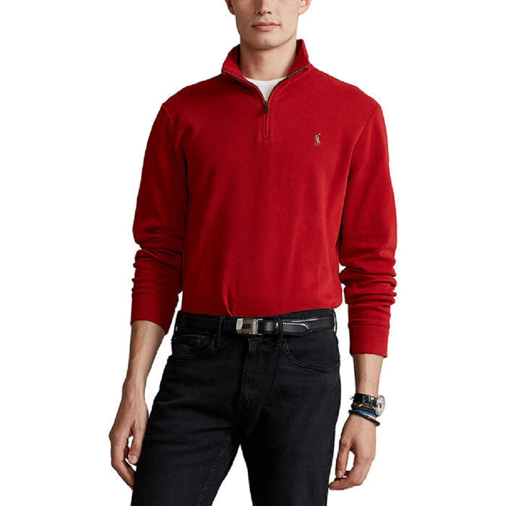 Polo Ralph Lauren Masculino Estate Rib Quarter Zip Pullover Vermelho Tamanho Grande