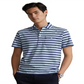 Polo Ralph Lauren Masculino Listrado Jersey Bolso Camisa Polo Azul Tamanho Médio