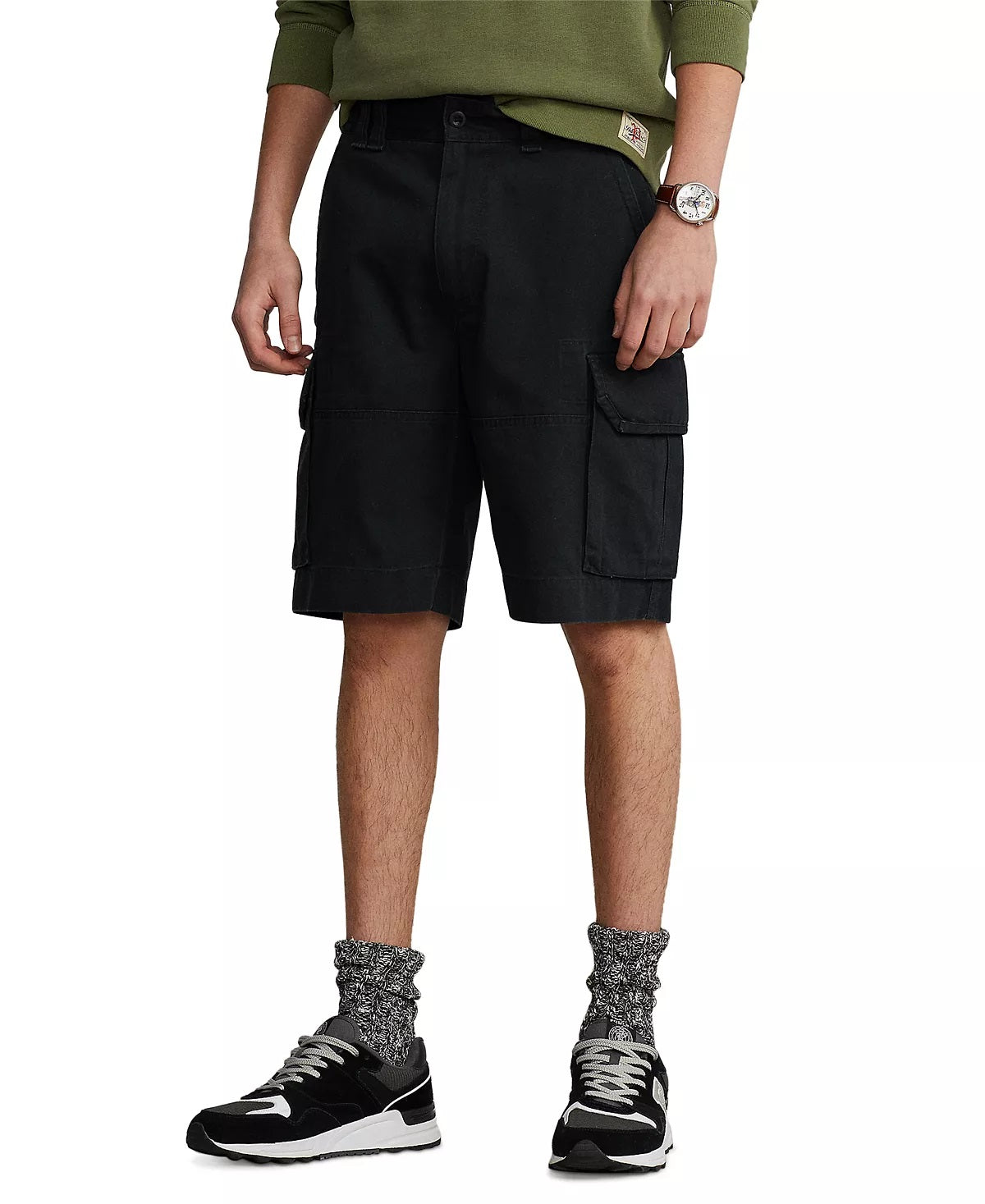 Polo Ralph Lauren Short Cargo Masculino em Sarja Relaxed Fit Preto Tamanho 36