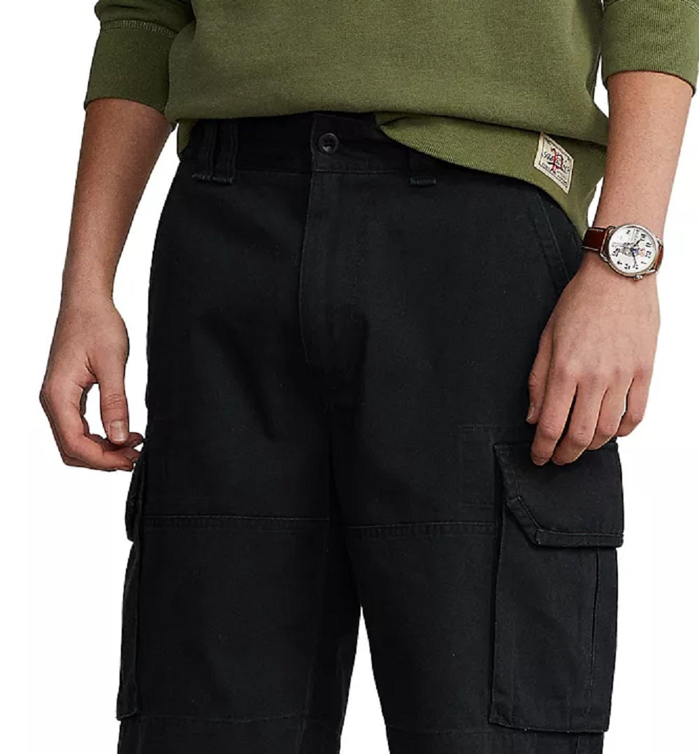 Polo Ralph Lauren Short Cargo Masculino em Sarja Relaxed Fit Preto Tamanho 36