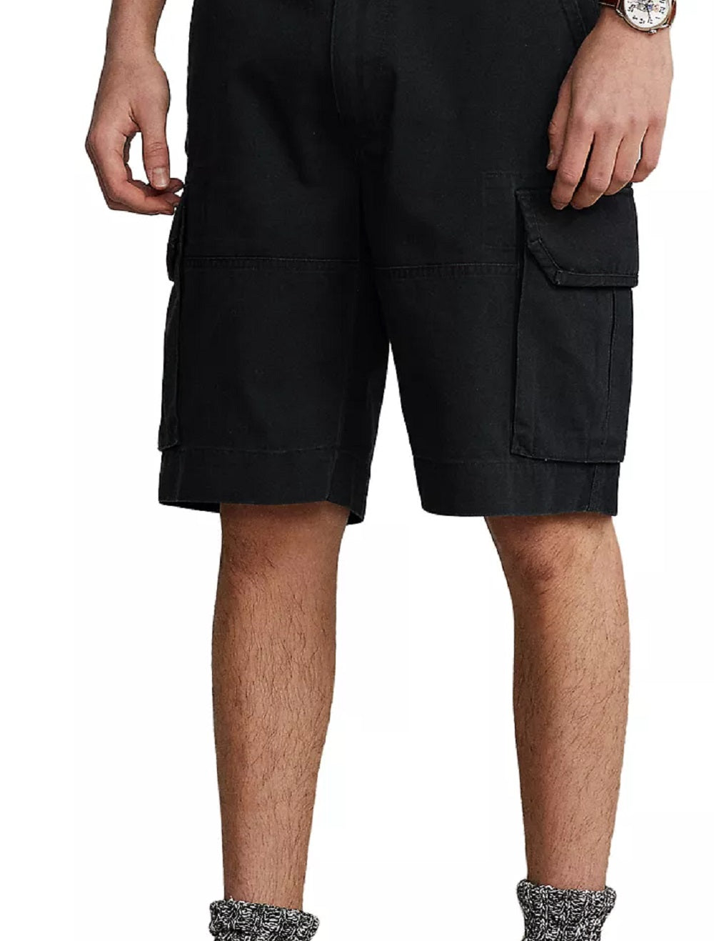 Polo Ralph Lauren Short Cargo Masculino em Sarja Relaxed Fit Preto Tamanho 36