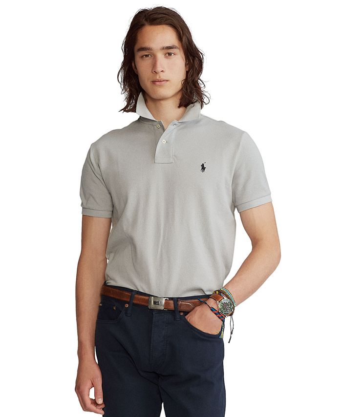 Camisa polo masculina Polo Ralph Lauren Classic Fit Mesh cinza