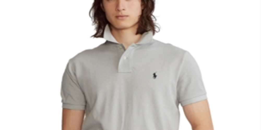 Camisa polo masculina Polo Ralph Lauren Classic Fit Mesh cinza