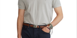 Camisa polo masculina Polo Ralph Lauren Classic Fit Mesh cinza