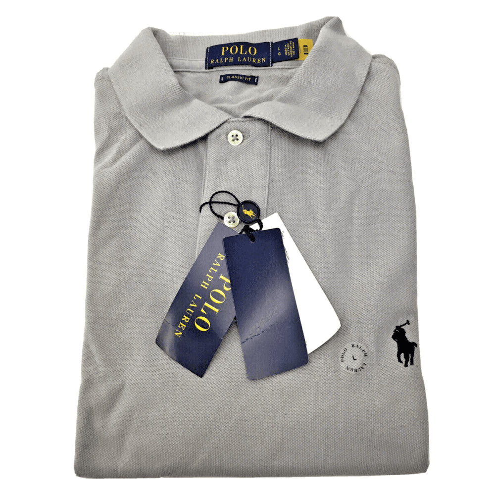 Camisa polo masculina Polo Ralph Lauren Classic Fit Mesh cinza