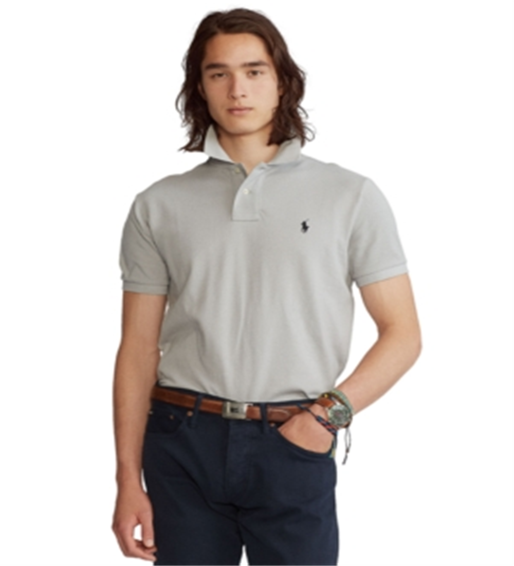Camisa polo masculina Polo Ralph Lauren Classic Fit Mesh cinza