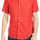 Camisa Polo Ralph Lauren Masculina Manga Curta Algodão Botão Vermelho Tamanho Médio