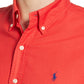 Camisa Polo Ralph Lauren Masculina Manga Curta Algodão Botão Vermelho Tamanho Médio