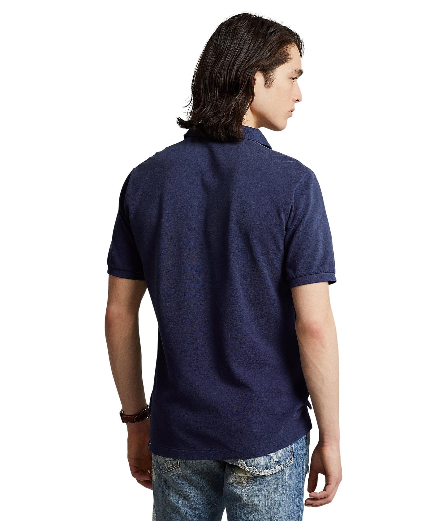 Camisa polo masculina Polo Ralph Lauren Classic Fit Flag Mesh Azul Tamanho X-G