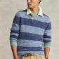 Polo Ralph Lauren Suéter de lã listrado masculino para rugby, azul, tamanho grande