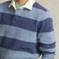 Polo Ralph Lauren Suéter de lã listrado masculino para rugby, azul, tamanho extragrande