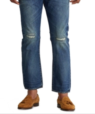 Calça jeans masculina Polo Ralph Lauren Slim Straight, azul, tamanho 34x32