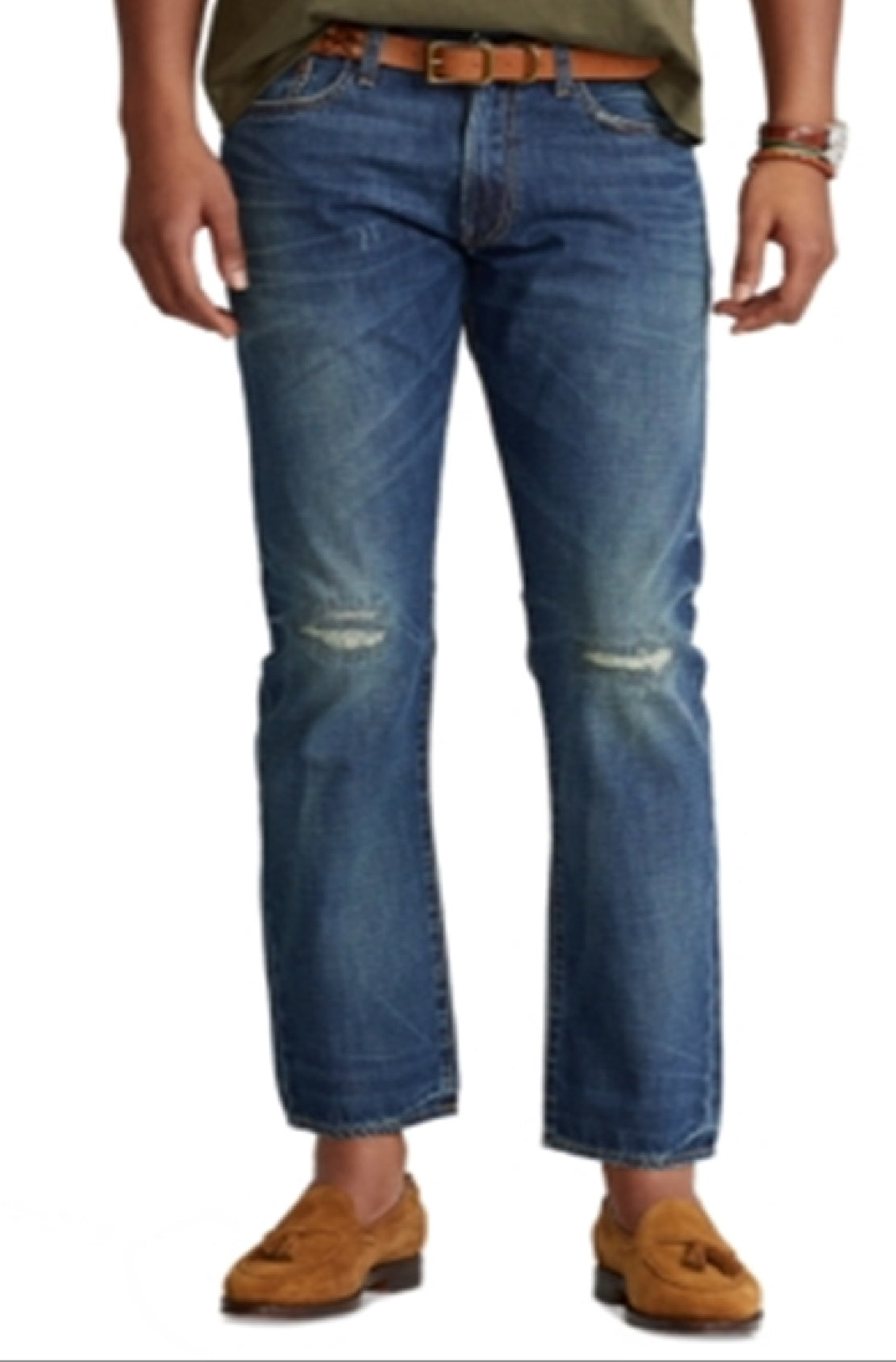Calça jeans masculina Polo Ralph Lauren Varick Slim Straight Azul Tamanho 38X30