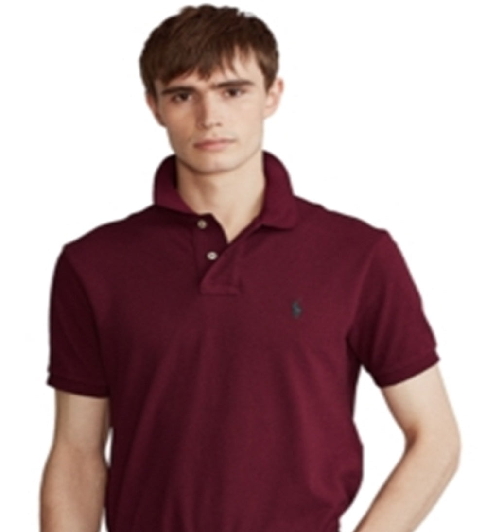 Camisa polo masculina de malha Polo Ralph Lauren vermelha, tamanho médio