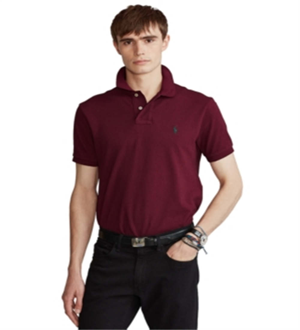Camisa polo masculina de malha Polo Ralph Lauren vermelha, tamanho médio