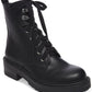 Botas de combate femininas Madden Girl Alicee com bico fechado e cano médio, pretas, tamanho 8 M