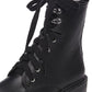 Botas de combate femininas Madden Girl Alicee com bico fechado e cano médio, pretas, tamanho 8 M