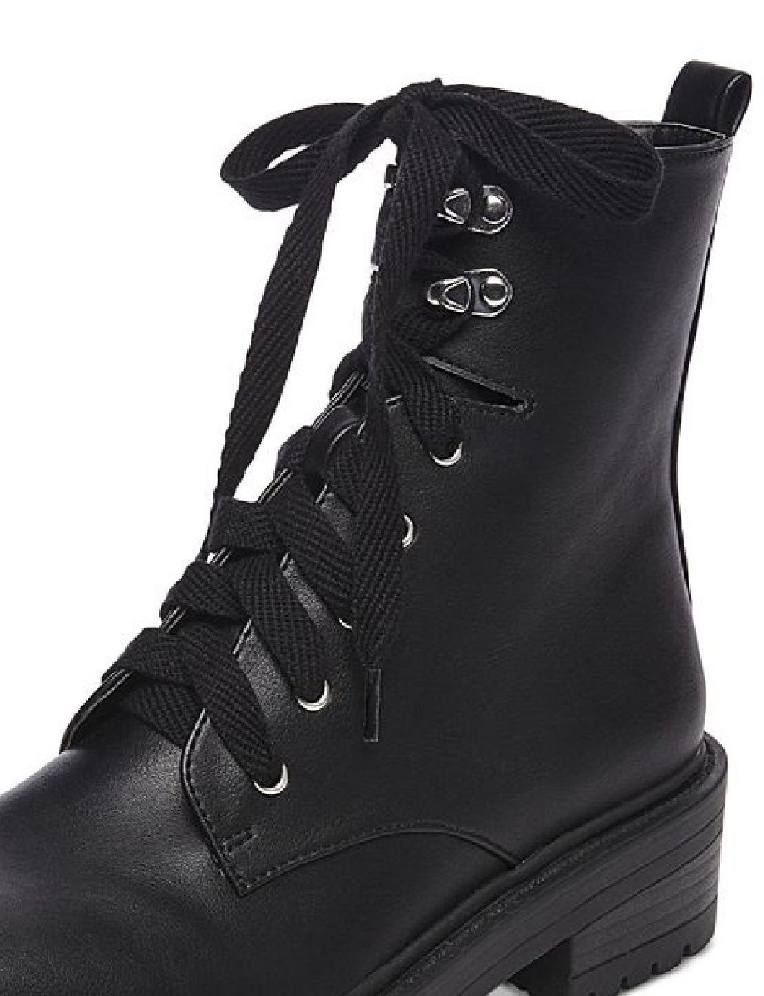 Botas de combate femininas Madden Girl Alicee com bico fechado e cano médio, pretas, tamanho 8 M