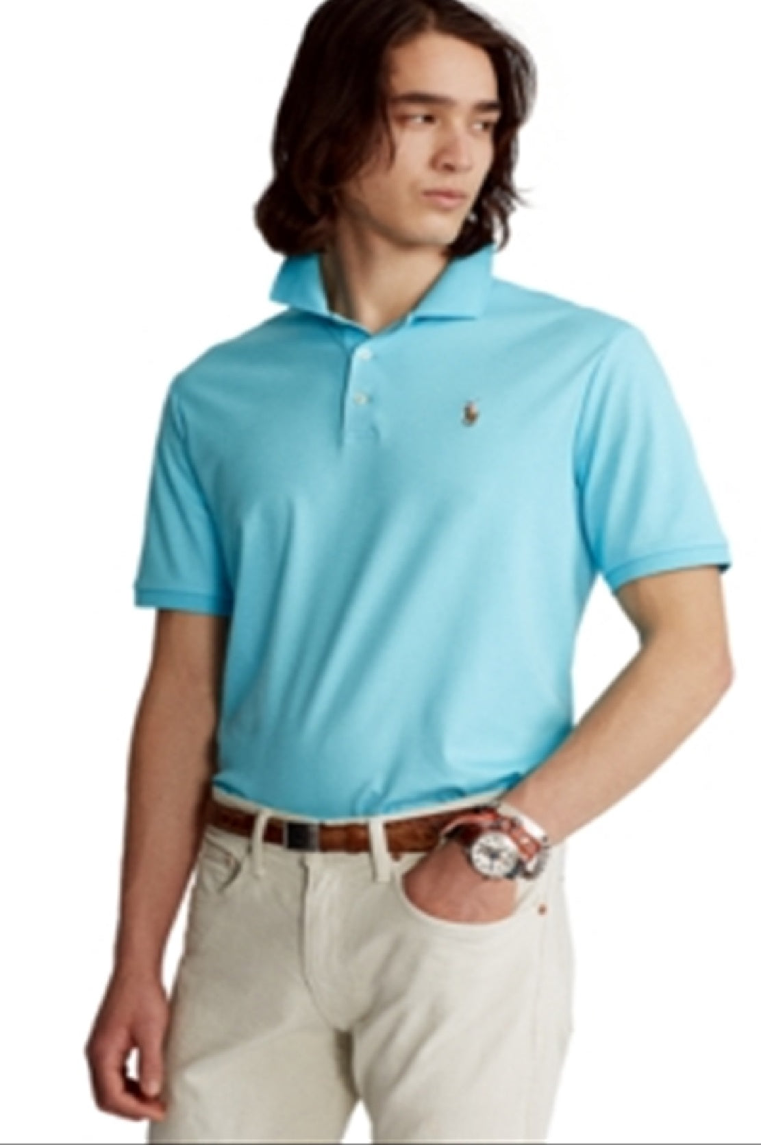 Camiseta Polo Ralph Lauren Masculina Classic Fit Tall And Big Azul Tamanho XX-G