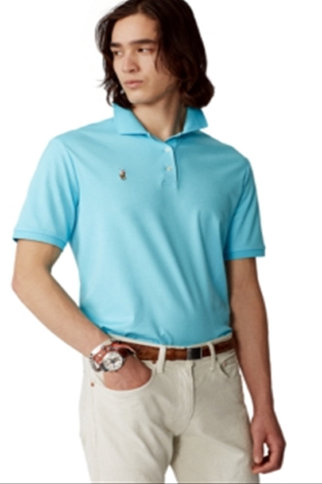 Camiseta Polo Ralph Lauren Masculina Classic Fit Tall And Big Azul Tamanho XX-G