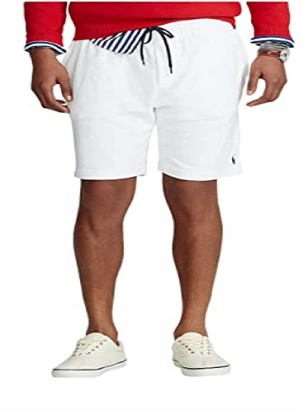 Shorts Polo Ralph Lauren Terry Masculino com Cordão, Branco, Tamanho Médio