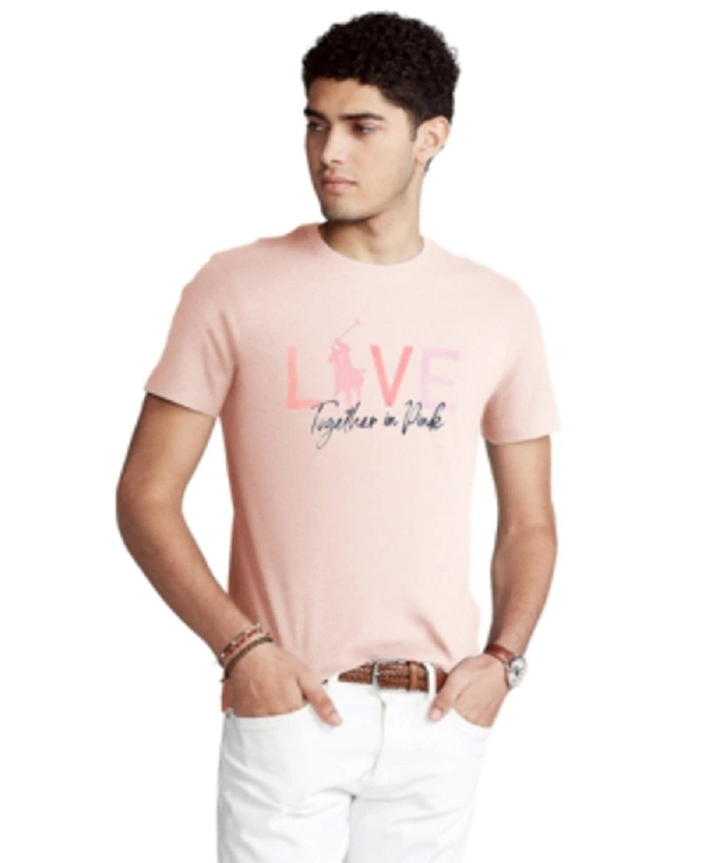 Camiseta Polo Ralph Lauren Masculina Manga Curta Rosa Pony Love Rosa Tamanho P