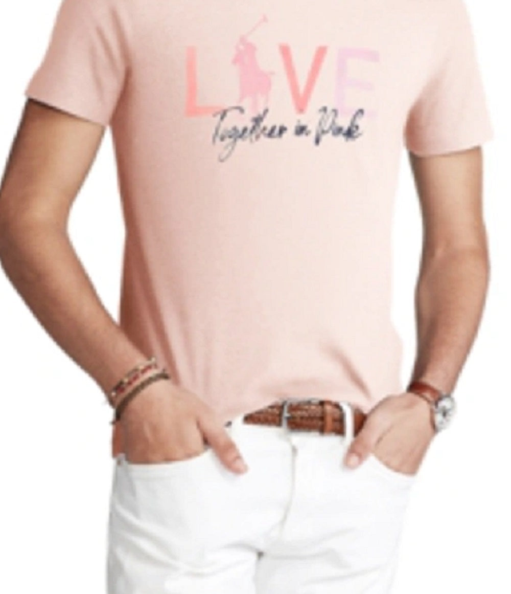 Camiseta Polo Ralph Lauren Masculina Manga Curta Rosa Pony Love Rosa Tamanho P
