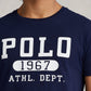 Camiseta Polo Ralph Lauren Masculina Slim Fit com Logotipo Personalizado Azul Tamanho Médio