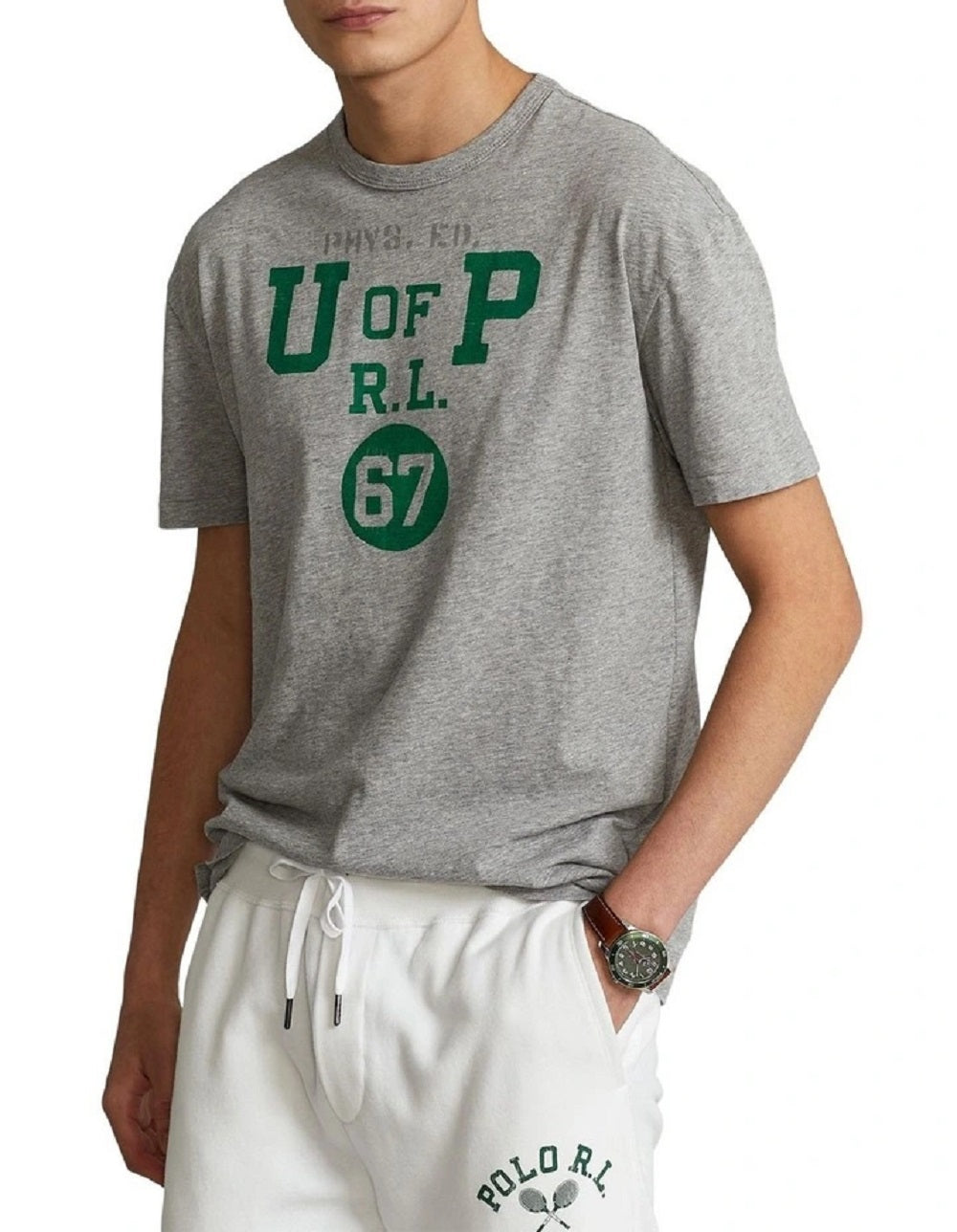 Camiseta Polo Ralph Lauren Masculina Classic Fit Jersey Graphic Cinza Tamanho XXG
