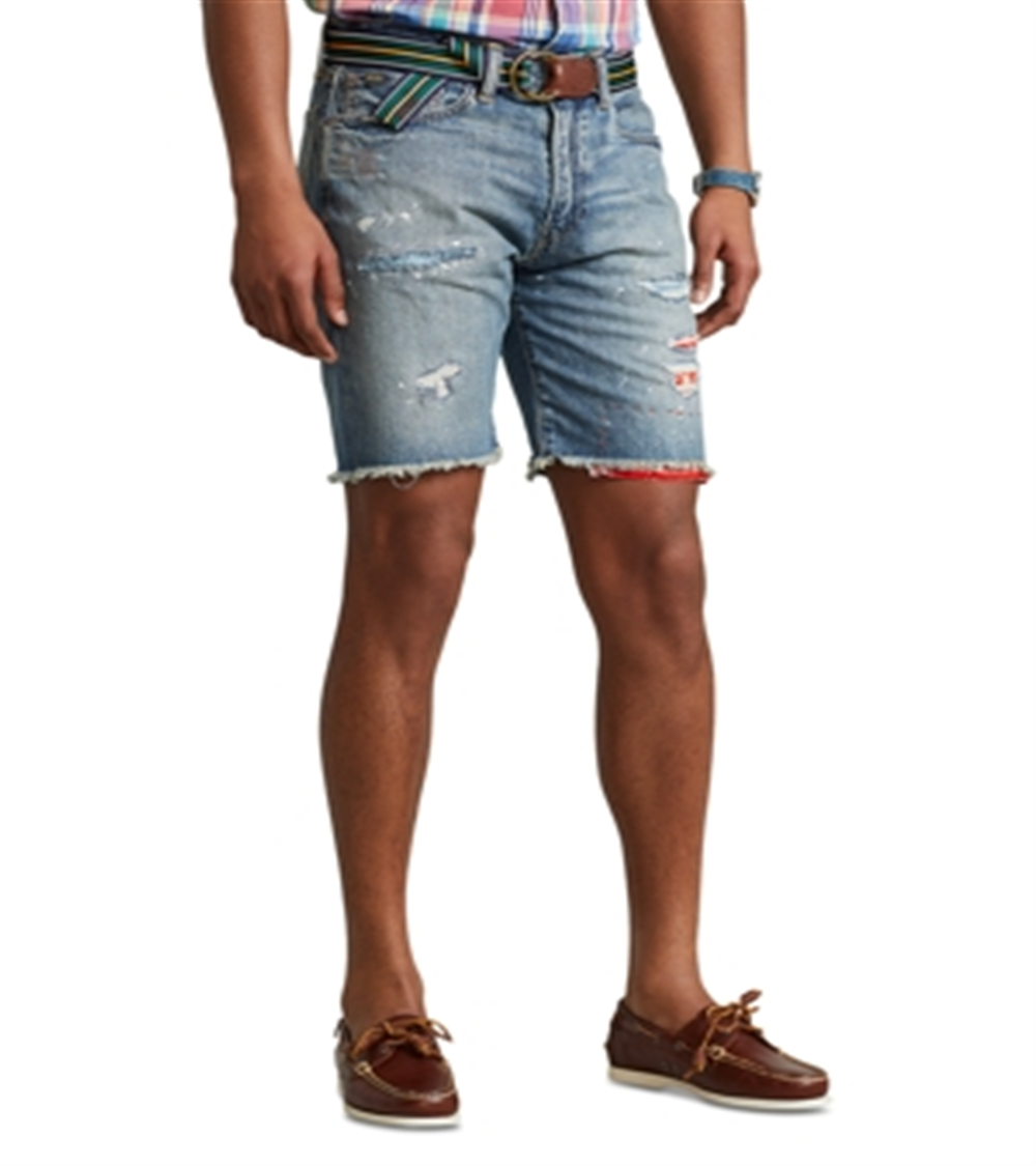 Shorts jeans masculino Polo Ralph Lauren Classic Fit Cut Off Azul Tamanho 36